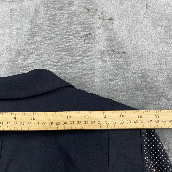 H&M Black Blazer Women's Size 4 Rhinestone Embellished‎ Lapel and Sleeves Party - Picture 12 of 14